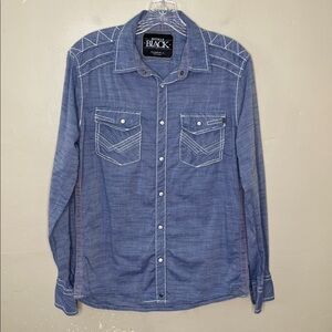 BUCKLE BLACK BKE Pear Snap Western Button Denim Color Cowboy Shirt Small